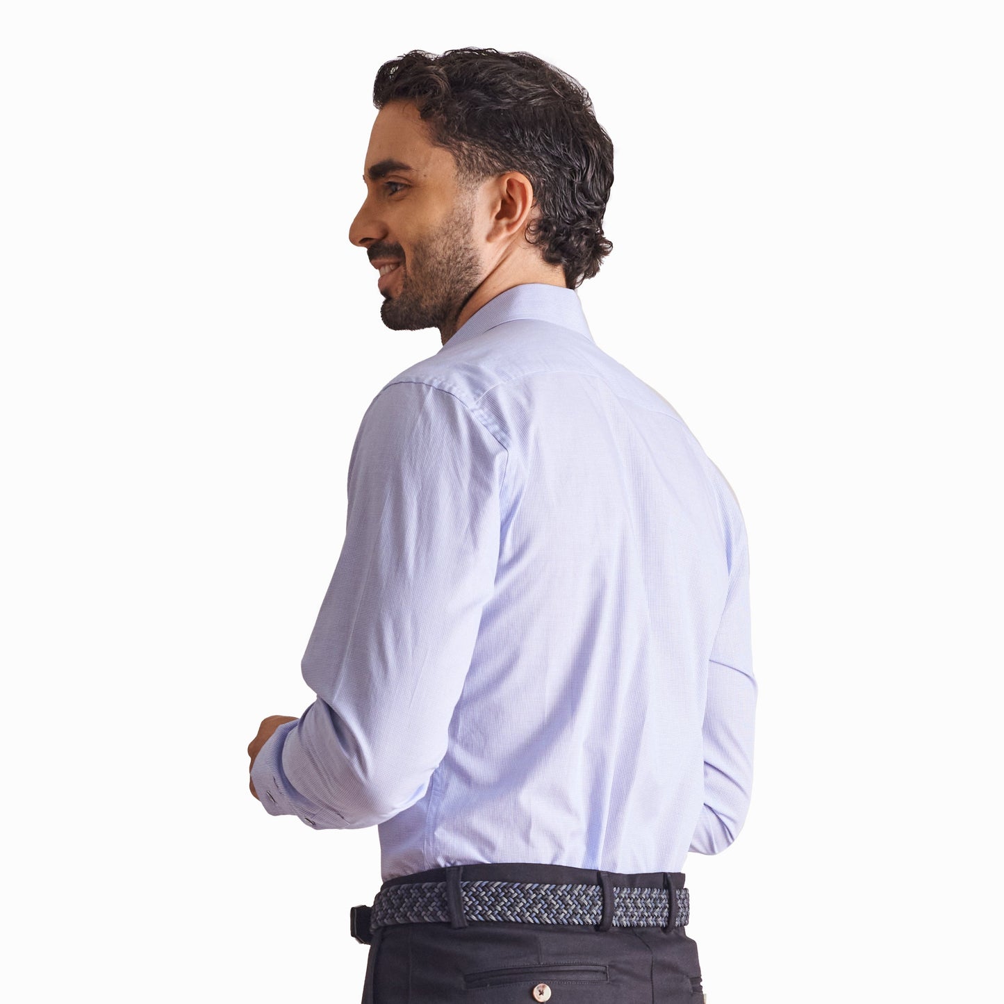 Camisa slim fit a cuadros color azul oscuro