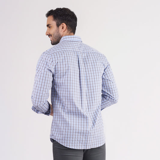 Camisa regular fit a cuadros color azul oscuro