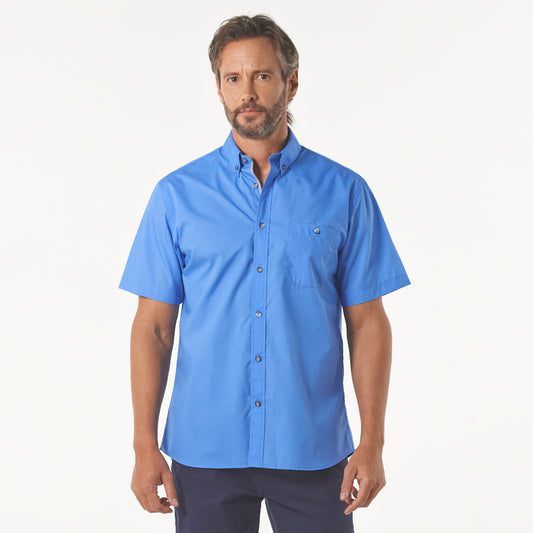 Camisa manga corta fondo entero color azul medio
