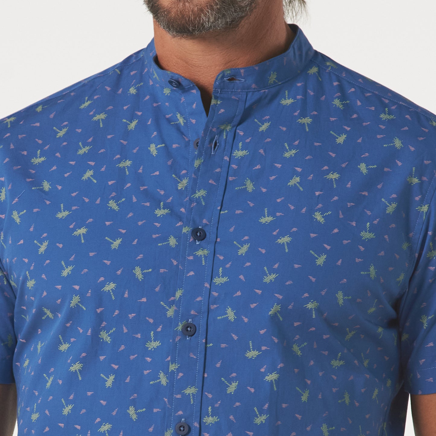 Camisa cuello nerú estampada color Azul medio