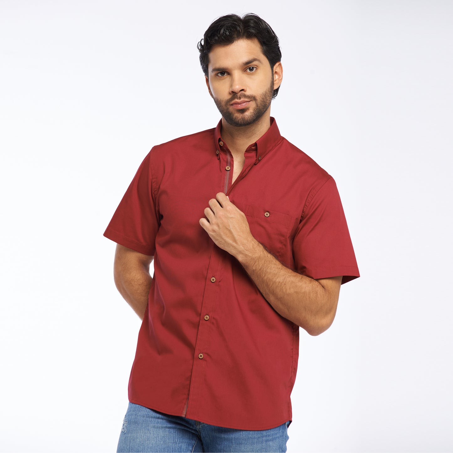 camisa manga corta roja