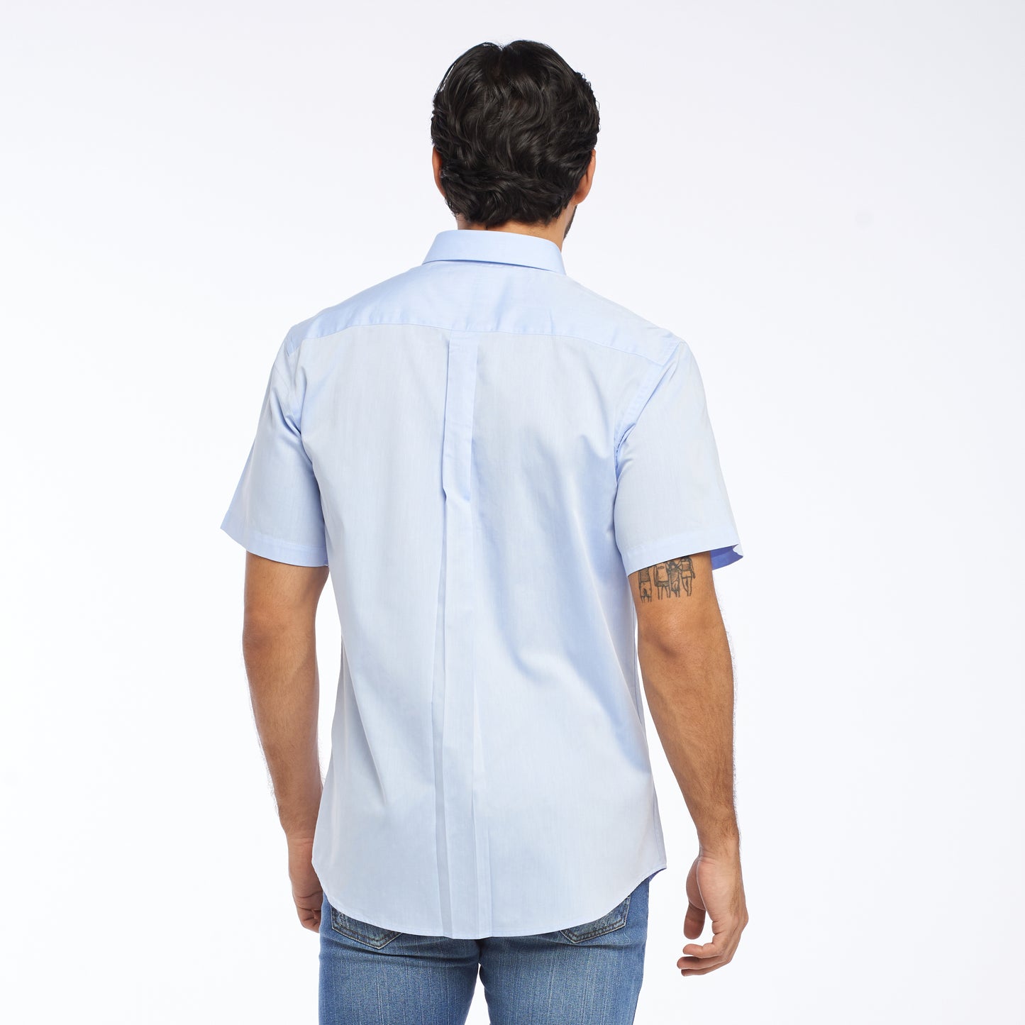 Camisa regular fit fondo entero color azul medio