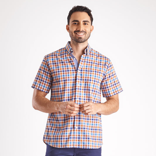Camisa regular fit a cuadros color azul oscuro