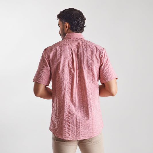 Camisa regular fit a rayas color rojo