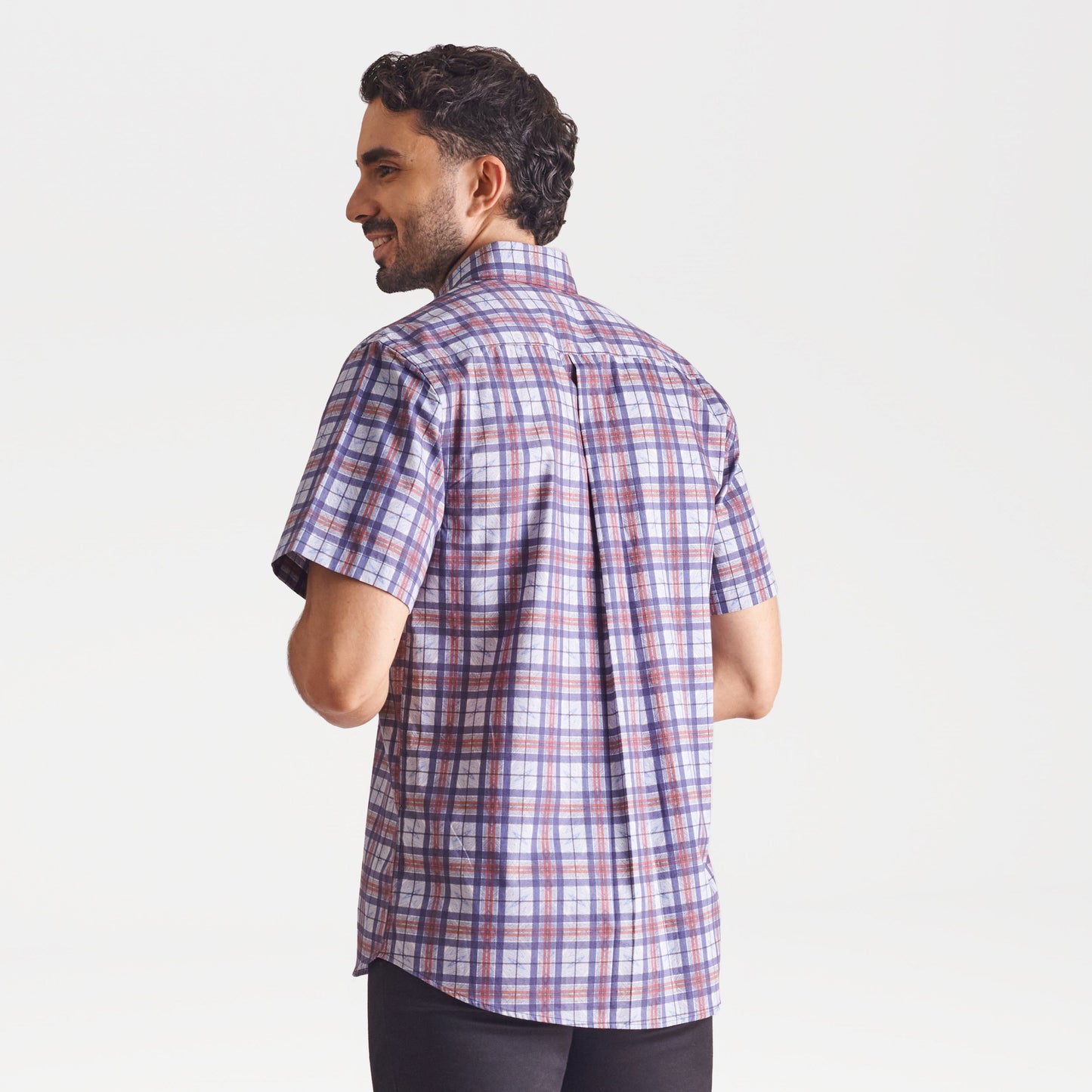 Camisa regular fit a cuadros color azul oscuro