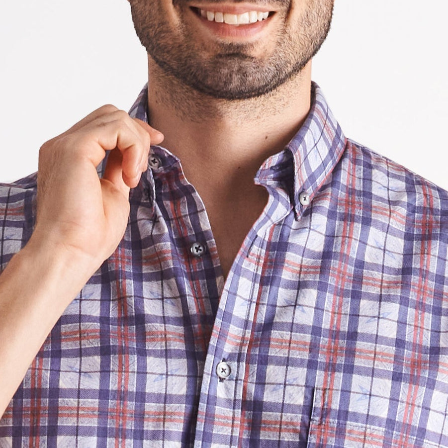 Camisa regular fit a cuadros color azul oscuro