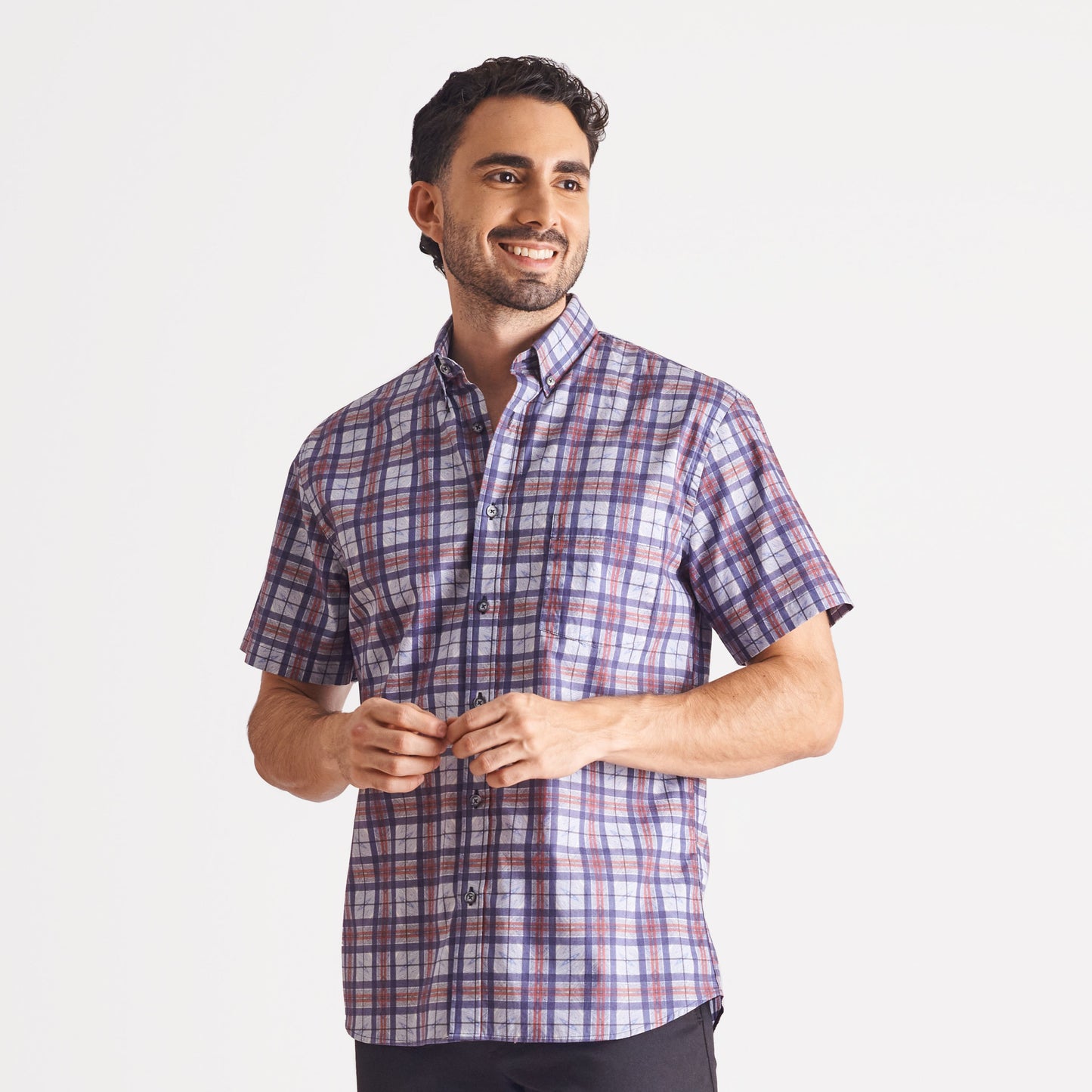 Camisa regular fit a cuadros color azul oscuro