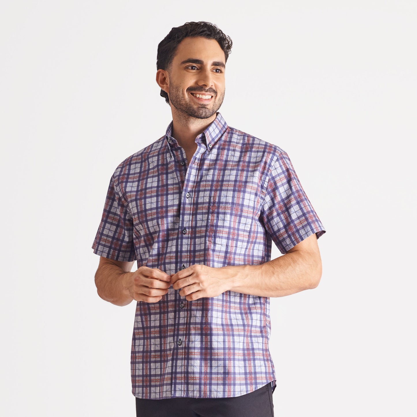 Camisa regular fit a cuadros color azul oscuro