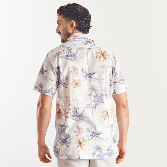 Camisa regular fit estampada color gris oscuro