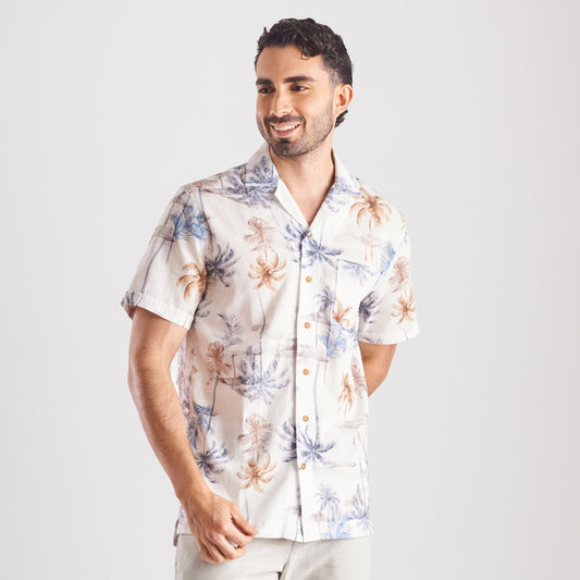 Camisa regular fit estampada color gris oscuro