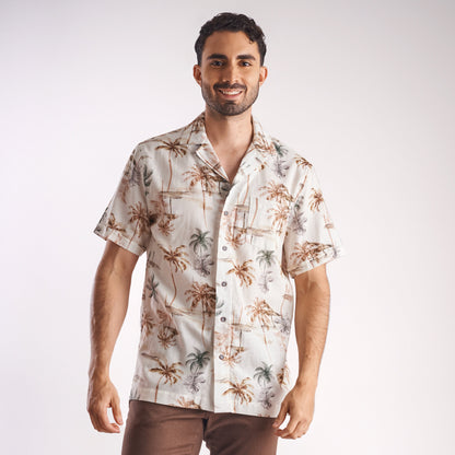 Camisa regular fit estampada color verde medio