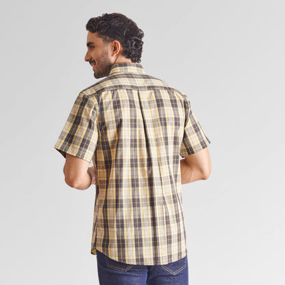 Camisa regular fit a cuadros color amarillo