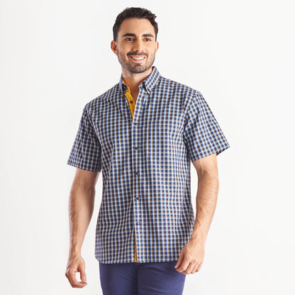 Camisa regular fit a cuadros color azul oscuro