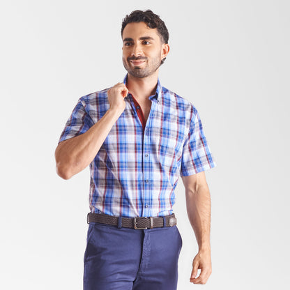 Camisa regular fit a cuadros color azul oscuro