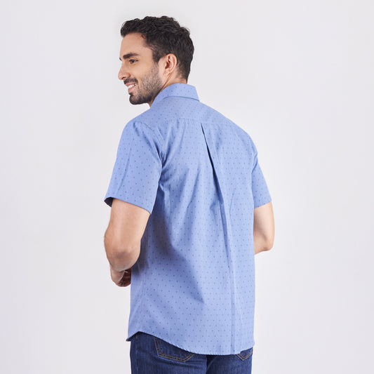Camisa regular fit estampada color azul oscuro