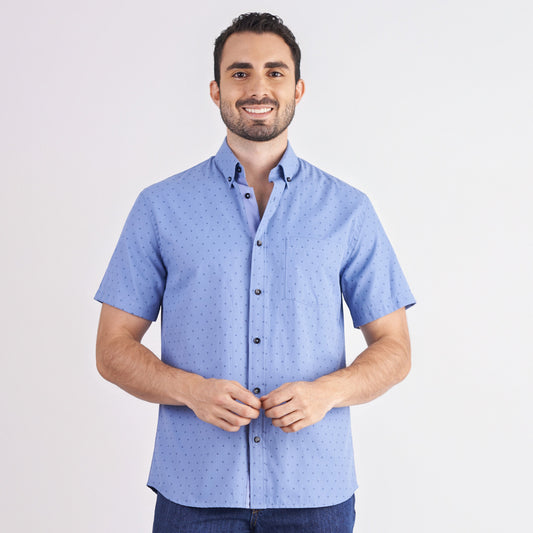 Camisa regular fit estampada color azul oscuro
