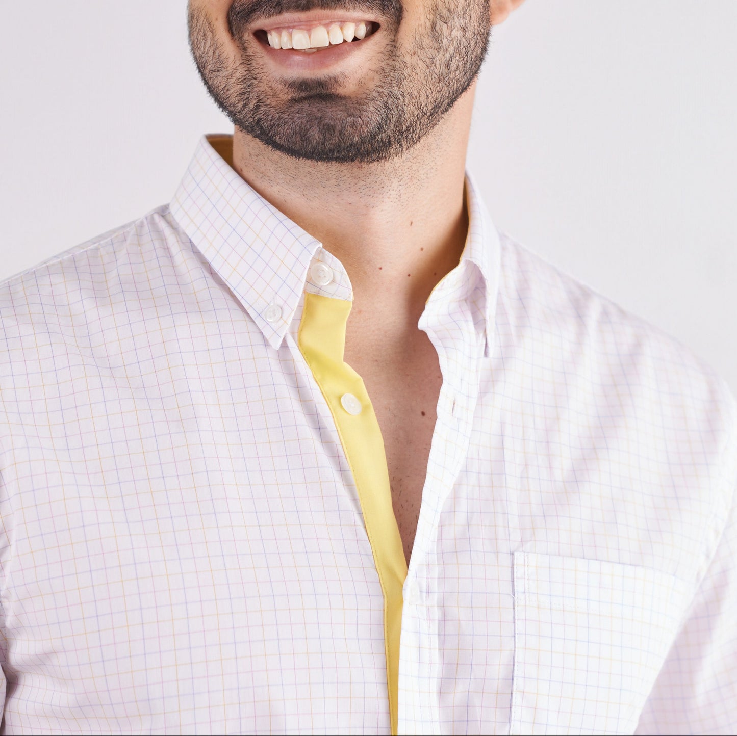 Camisa regular fit a cuadros color blanco