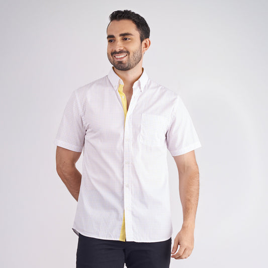 Camisa regular fit a cuadros color blanco