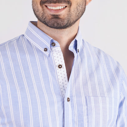 Camisa manga corta regular fit color azul medio