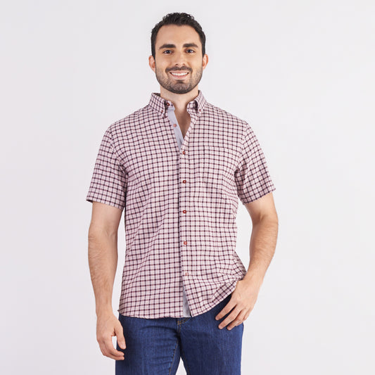 Camisa regular fit a cuadros color vinotinto