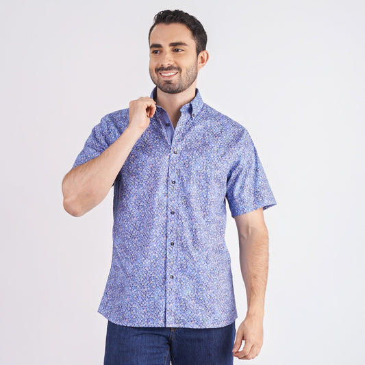 Camisa regular fit estampada color Azul