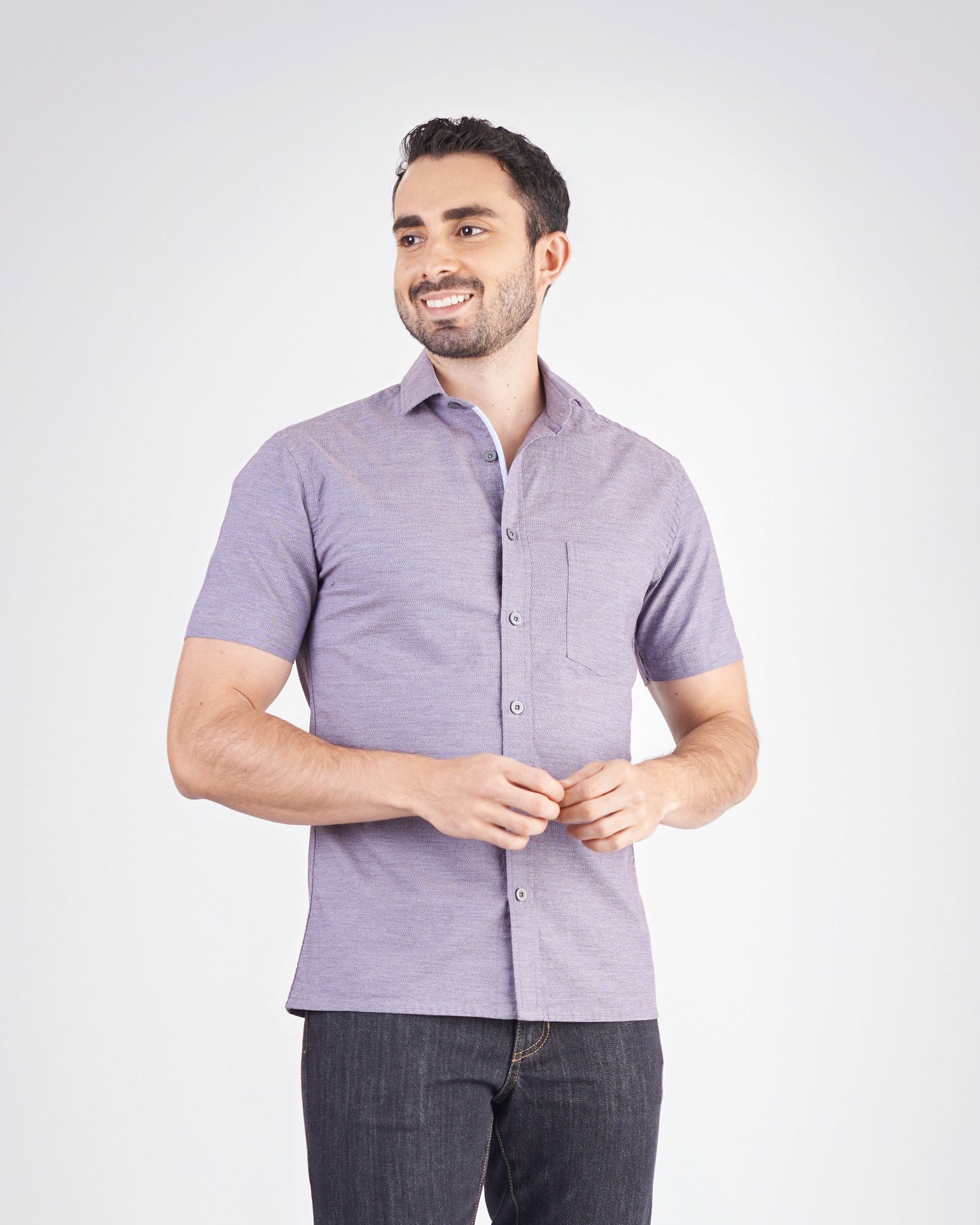 Camisa manga corta slim fit vinotinto