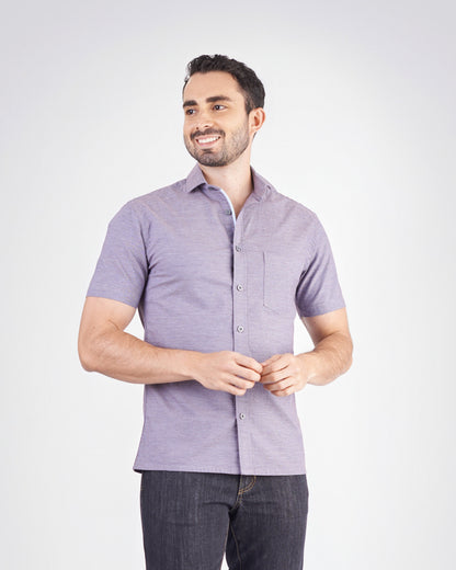 Camisa manga corta slim fit vinotinto
