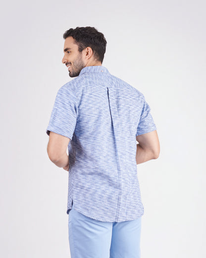 Camisa manga corta regular fit color azul oscuro