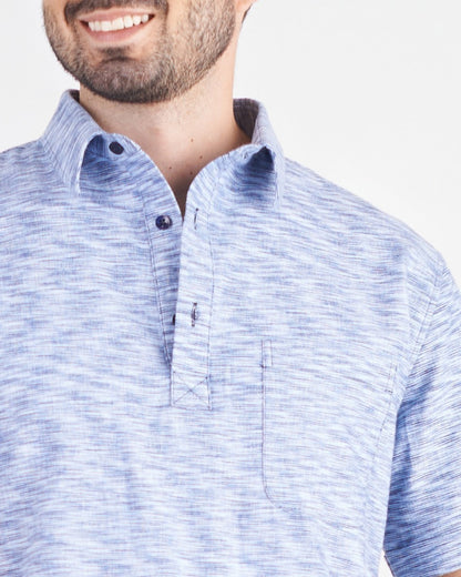 Camisa manga corta regular fit color azul oscuro