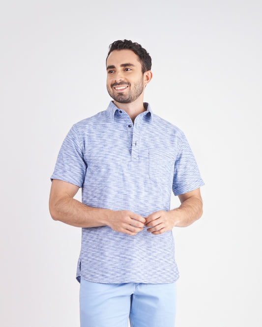 Camisa manga corta regular fit color azul oscuro