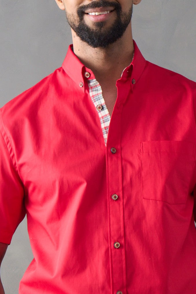 Camisa regular fit manga corta rojo