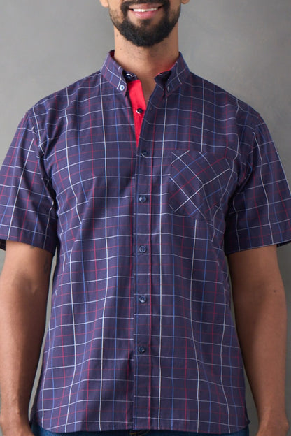 Camisa manga corta azul oscuro