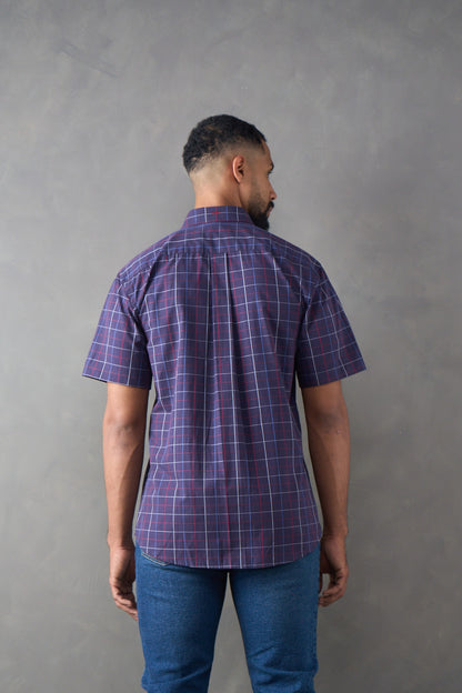 Camisa manga corta azul oscuro