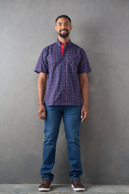 Camisa manga corta azul oscuro