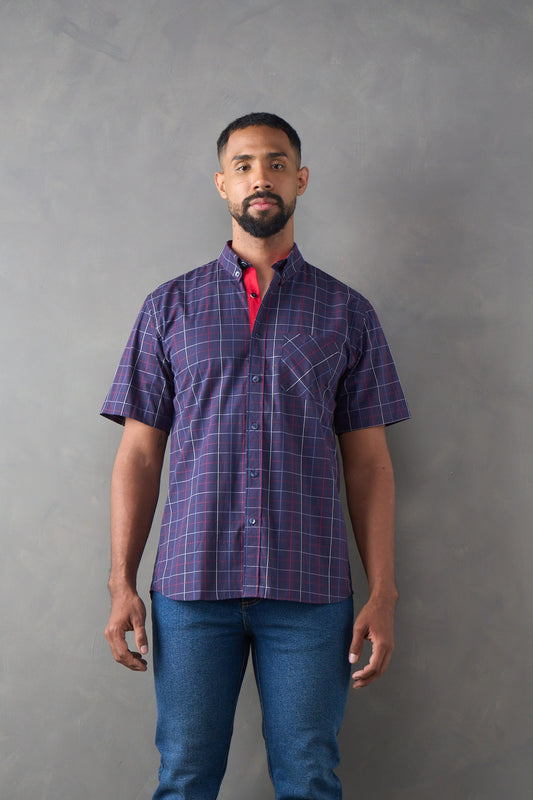 Camisa manga corta azul oscuro