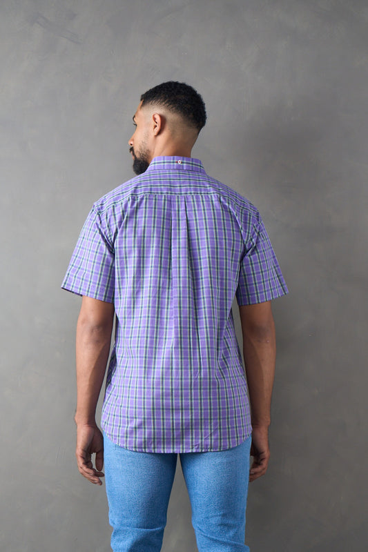 Camisa regular fit manga corta azul oscuro