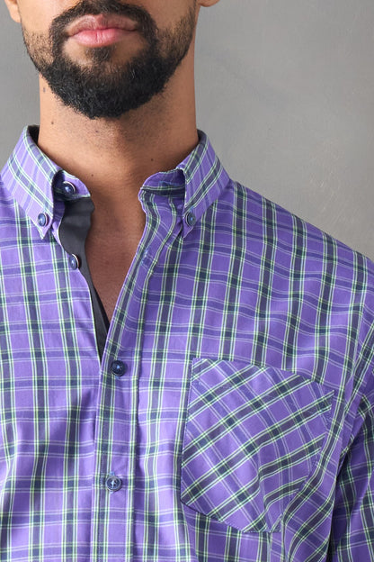 Camisa regular fit manga corta azul oscuro