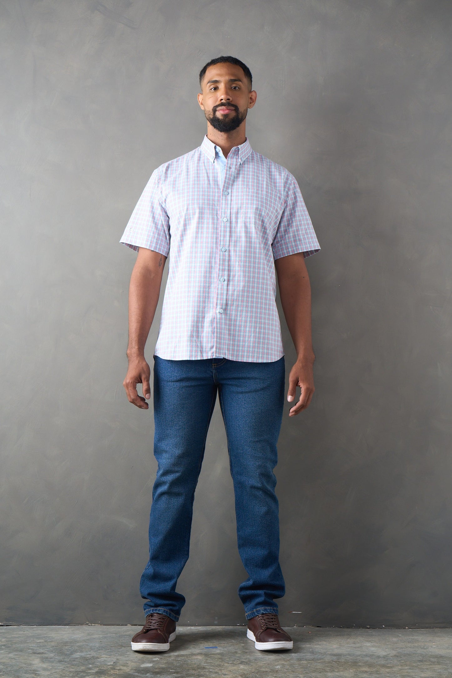 Camisa regular fit azul medio