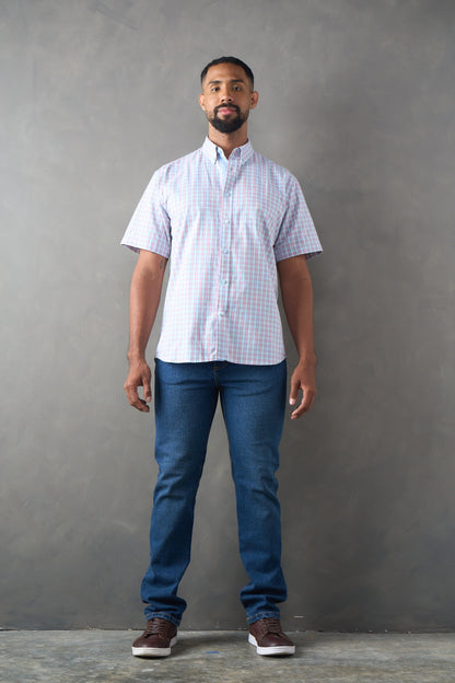 Camisa regular fit azul medio
