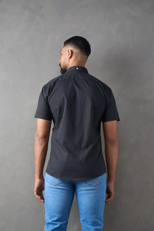 Camisa manga corta slim fit negro