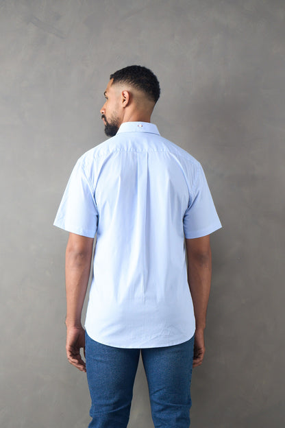 Camisa manga corta mil rayas azul medio