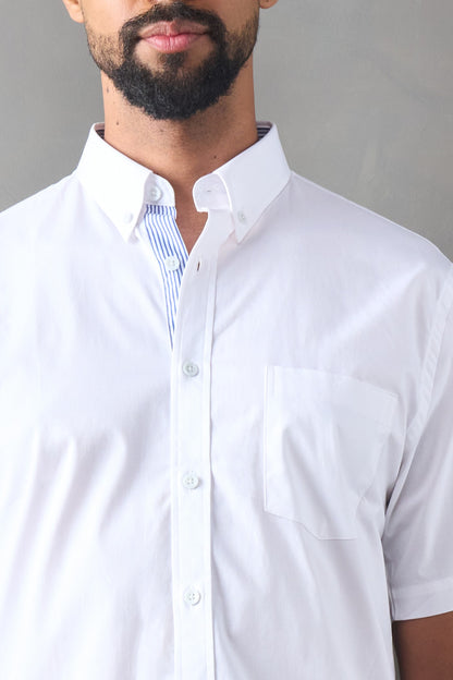 Camisa regular fit manga corta blanco