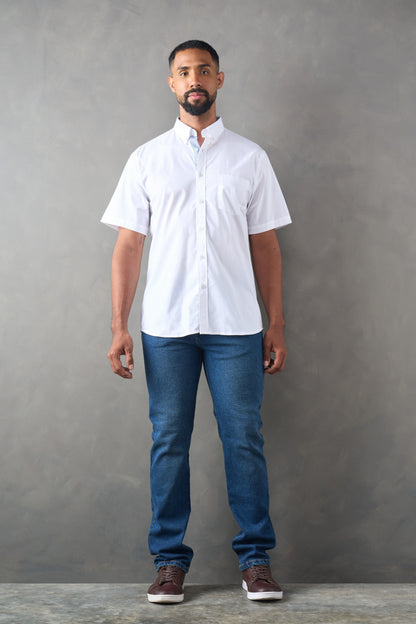Camisa regular fit manga corta blanco