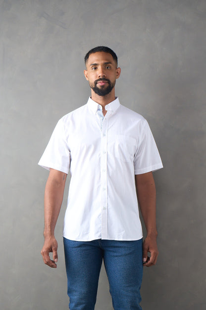 Camisa regular fit manga corta blanco