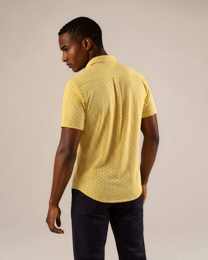 Camisa en tejido de punto con mini prints amarillo