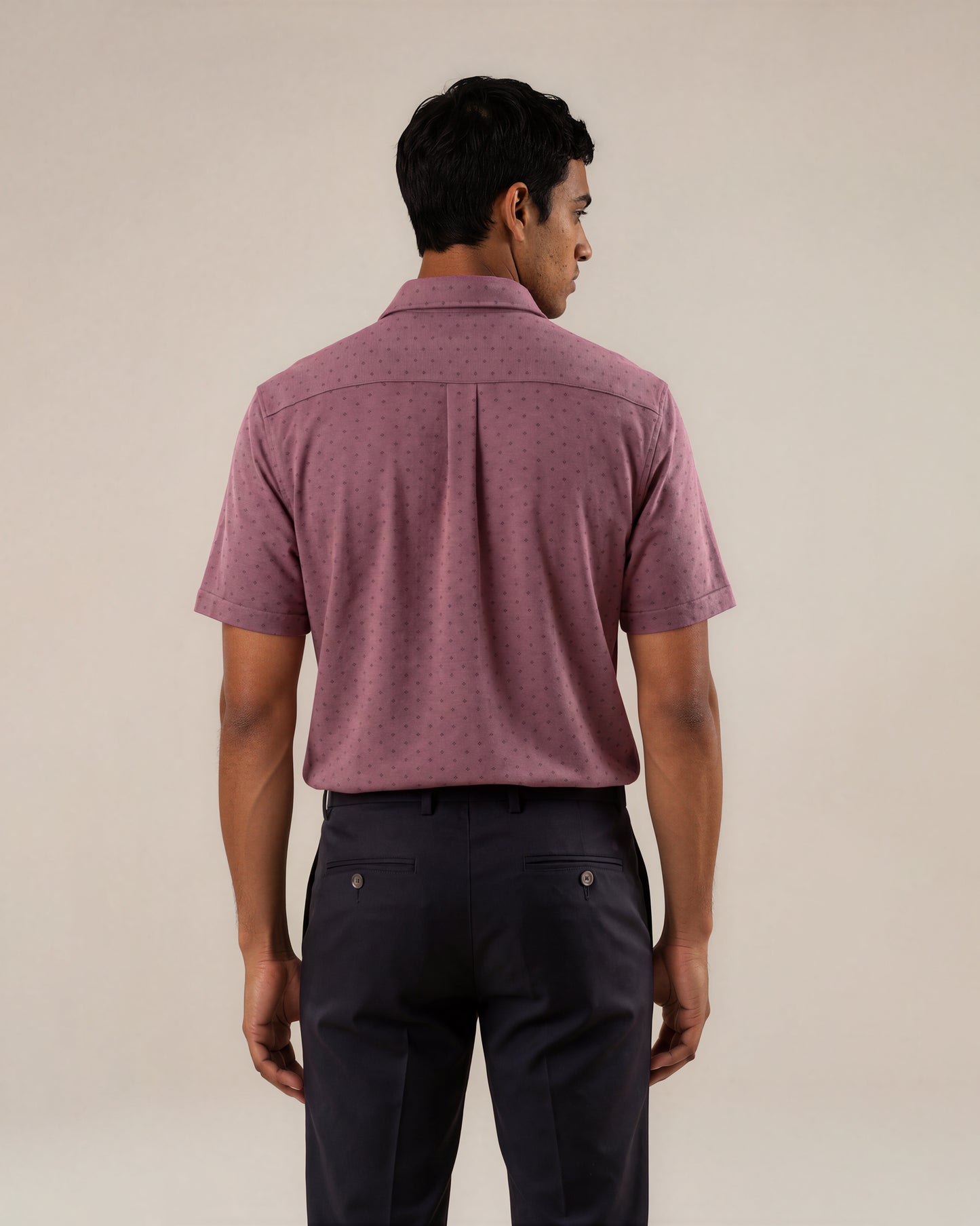 Camisa en tejido de punto con mini prints terracota