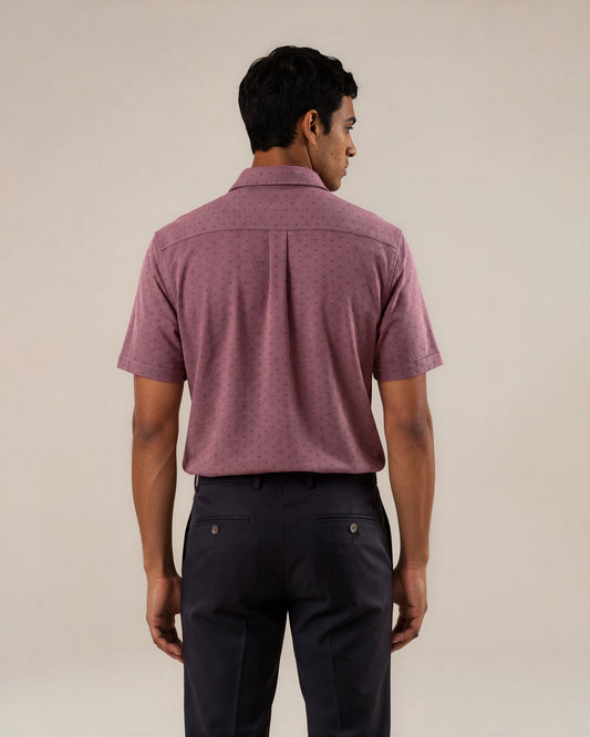 Camisa en tejido de punto con mini prints terracota