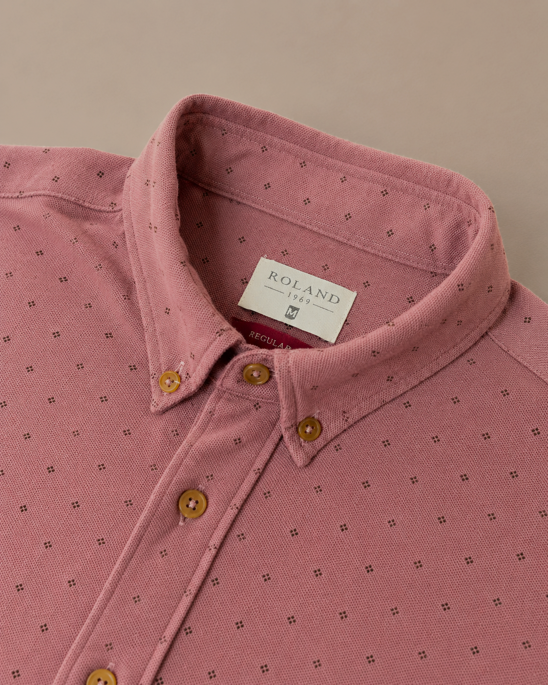 Camisa en tejido de punto con mini prints terracota