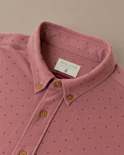 Camisa en tejido de punto con mini prints terracota