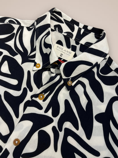 Camisa manga corta blanco estampada 100% viscosa